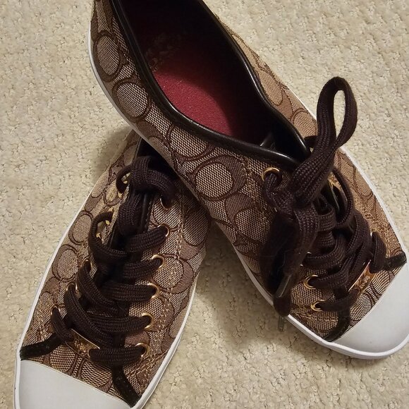 Women's COACH Empire Signature Sneakers Brown/Gold/Tan - Picture 5 of 11